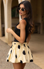 Henrietta Yellow Polka Dot Bubble Hem Mini Skirt Image