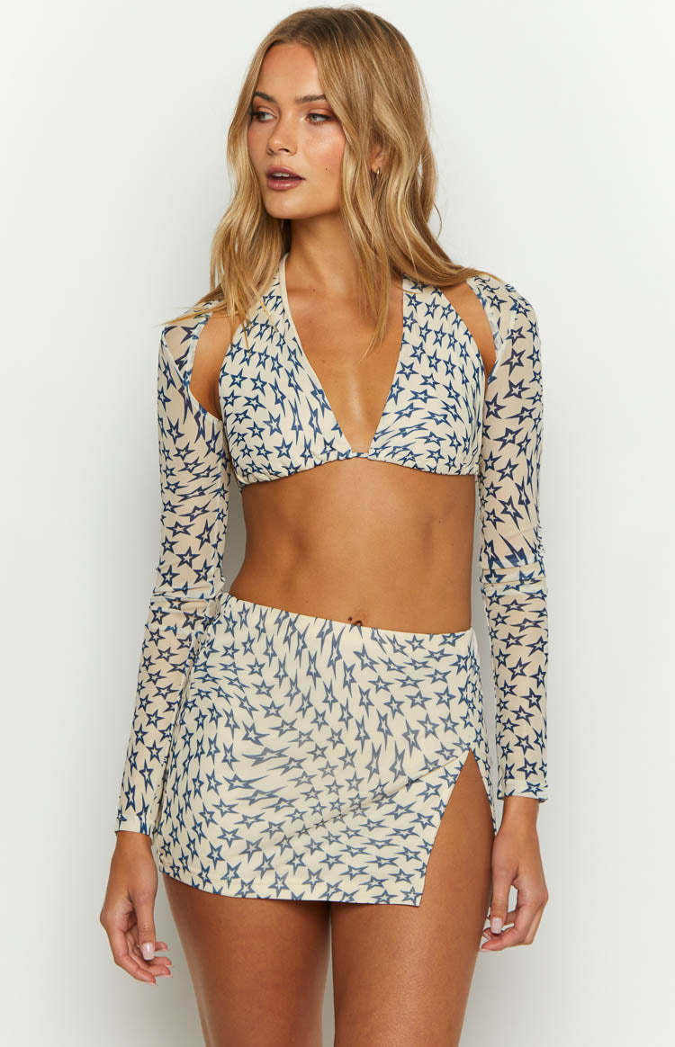 High Volume Star Print Mini Skirt Beginning Boutique