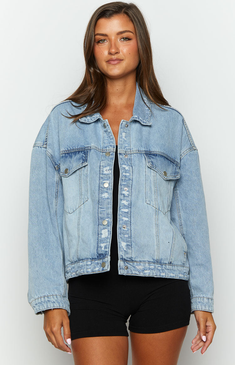Hugo Light Wash Oversized Denim Jacket Beginning Boutique
