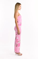 Imogen Pink and Green Floral Print Maxi Dress Image