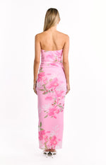 Imogen Pink and Green Floral Print Maxi Dress Image