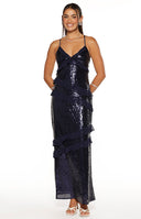 Inara Navy Ruffle Maxi Dress | Beginning Boutique AU Inara Navy Ruffle Maxi Dress | Beginning Boutique AU