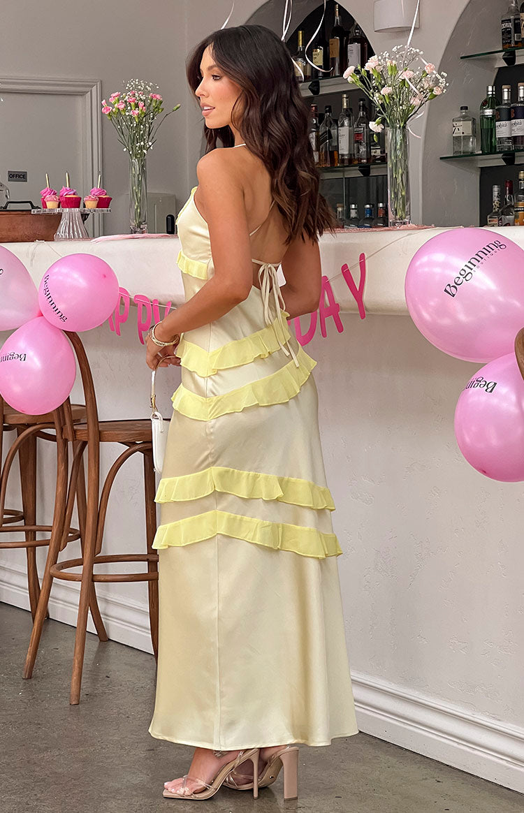 Inara Yellow Ruffle Maxi Dress | Beginning Boutique AU Inara Yellow Ruffle Maxi Dress | Beginning Boutique AU