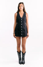 Isla Black Denim Mini Dress Image