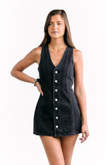 Isla Black Denim Mini Dress Image