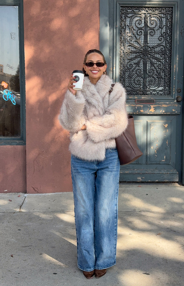 It Girl Sand Faux Fur Jacket Image