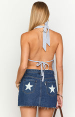 Izzie Navy Stripe Halter Neck Top Image