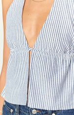 Izzie Navy Stripe Halter Neck Top Image