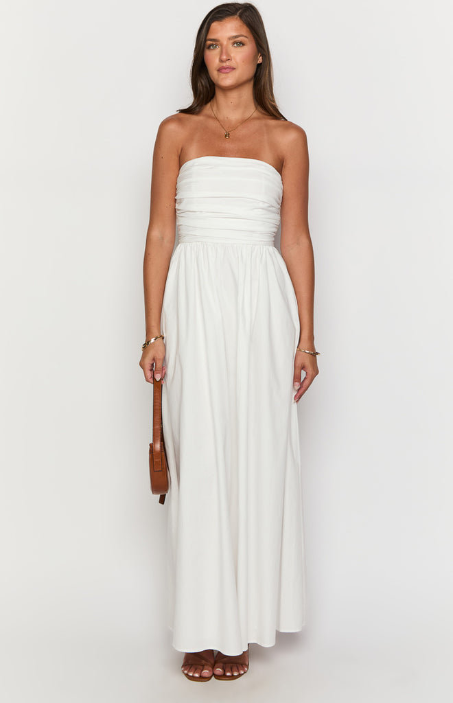 Josianne White Strapless Maxi Dress – Beginning Boutique