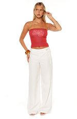 Jacq White Tie Waist Wide Leg Pants Image