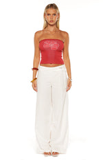 Jacq White Tie Waist Wide Leg Pants Image