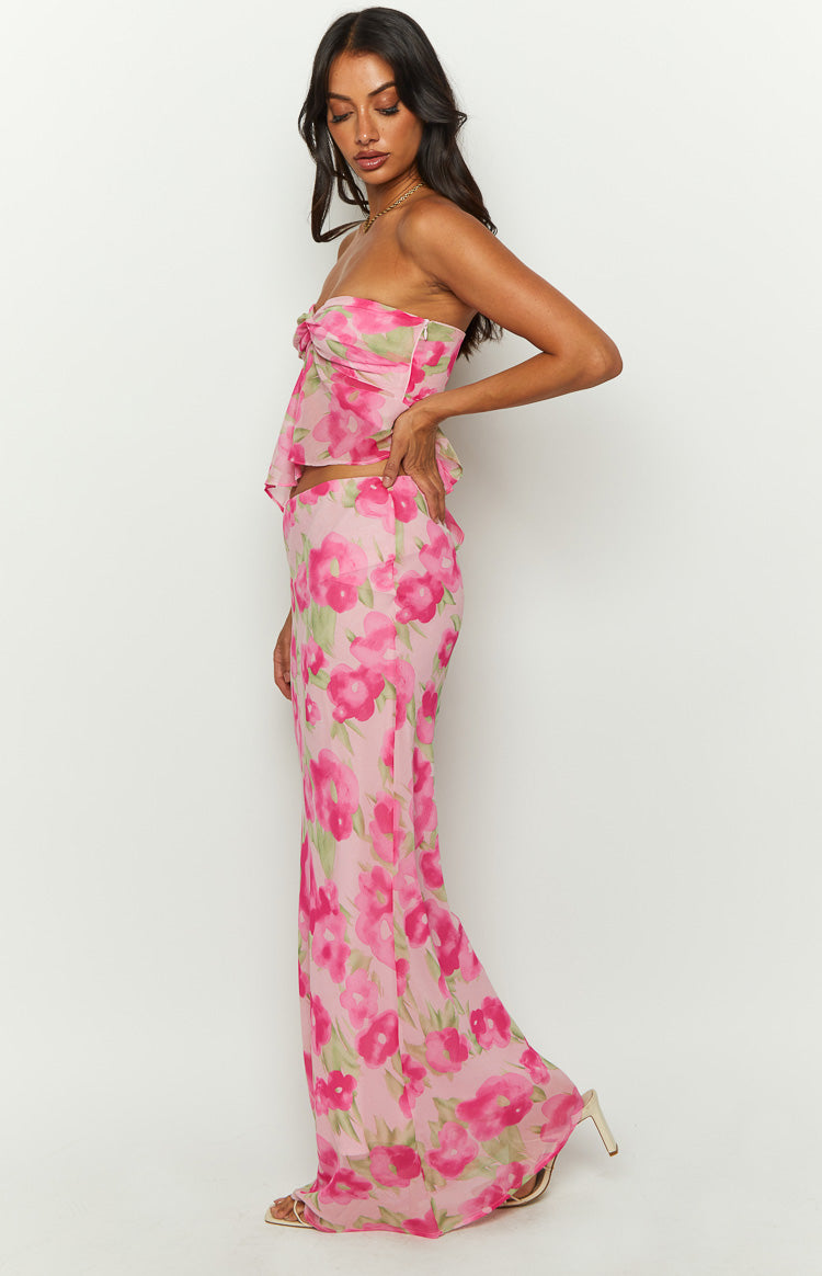 Jacqulin Pink Floral Print Maxi Skirt Image
