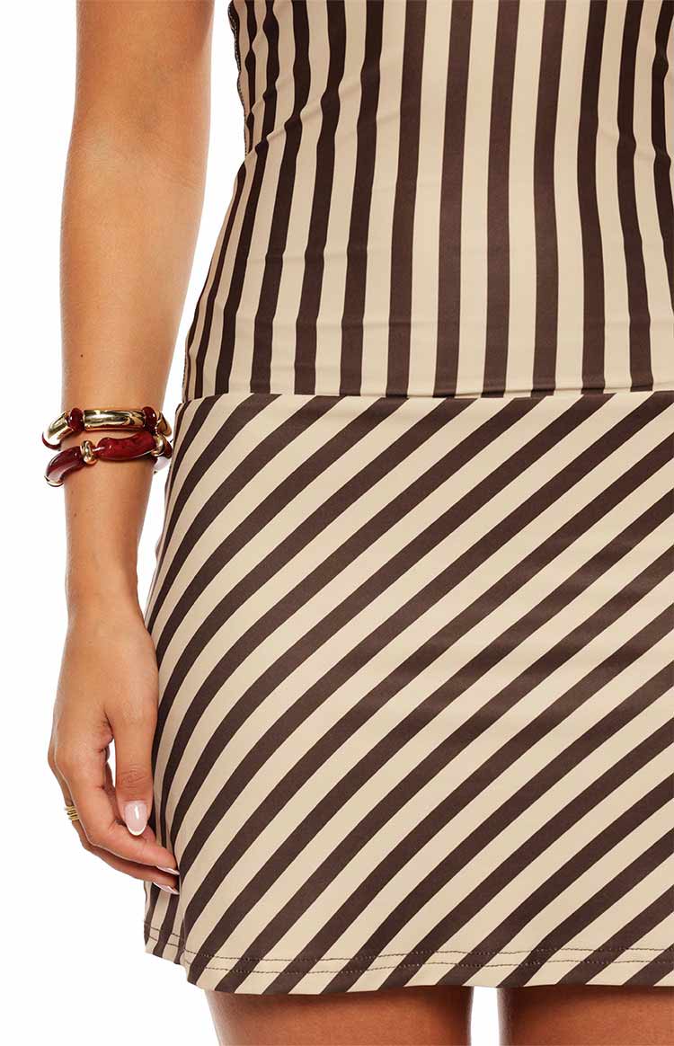 Jane Brown Stripe Halter Mini Dress Image