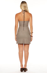 Jane Brown Stripe Halter Mini Dress Image
