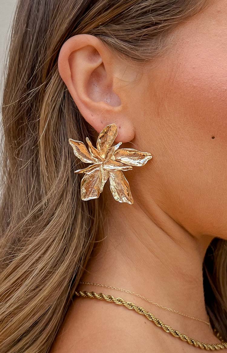 Jasmine Gold Vintage Flower Earrings Image