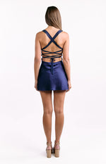 Jazzy Navy Contrast Rhinestone Mini Dress Image