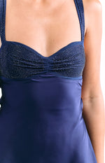 Jazzy Navy Contrast Rhinestone Mini Dress Image