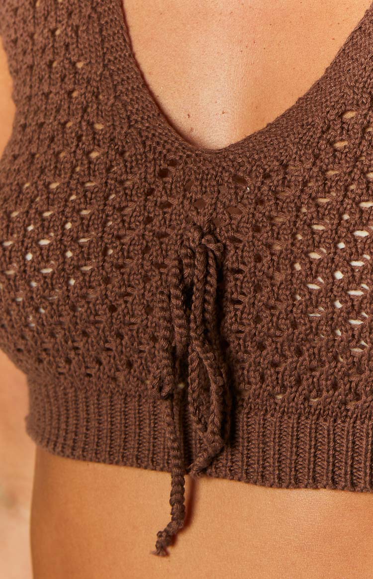 Jimmi Brown Knit Crop Top Image