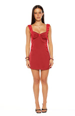 Joyce Burgundy Satin Mini Dress Image