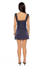 Joyce Navy Satin Mini Dress Image
