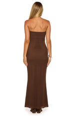 Junipa Chocolate Brown Strapless Cutout Maxi Dress Image