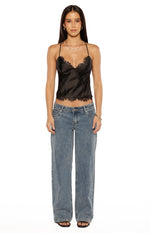 Kai Black Lace Trim Cami Top Image