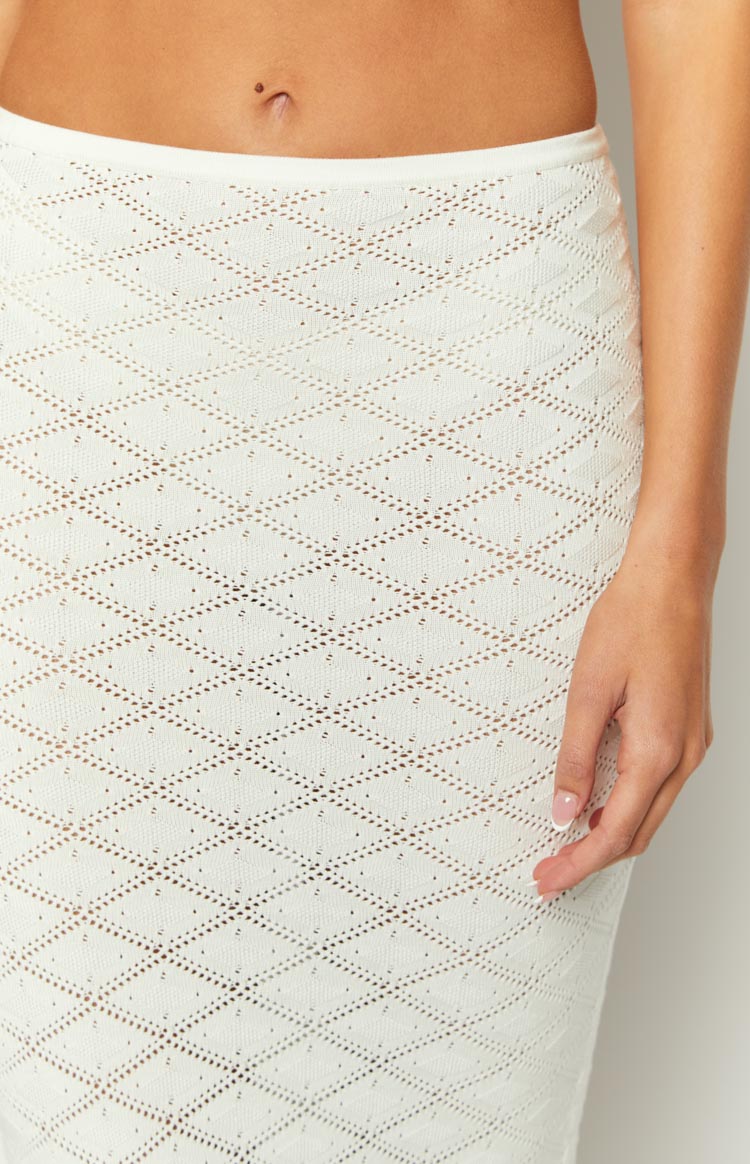 Kasey White Knit Maxi Skirt Image