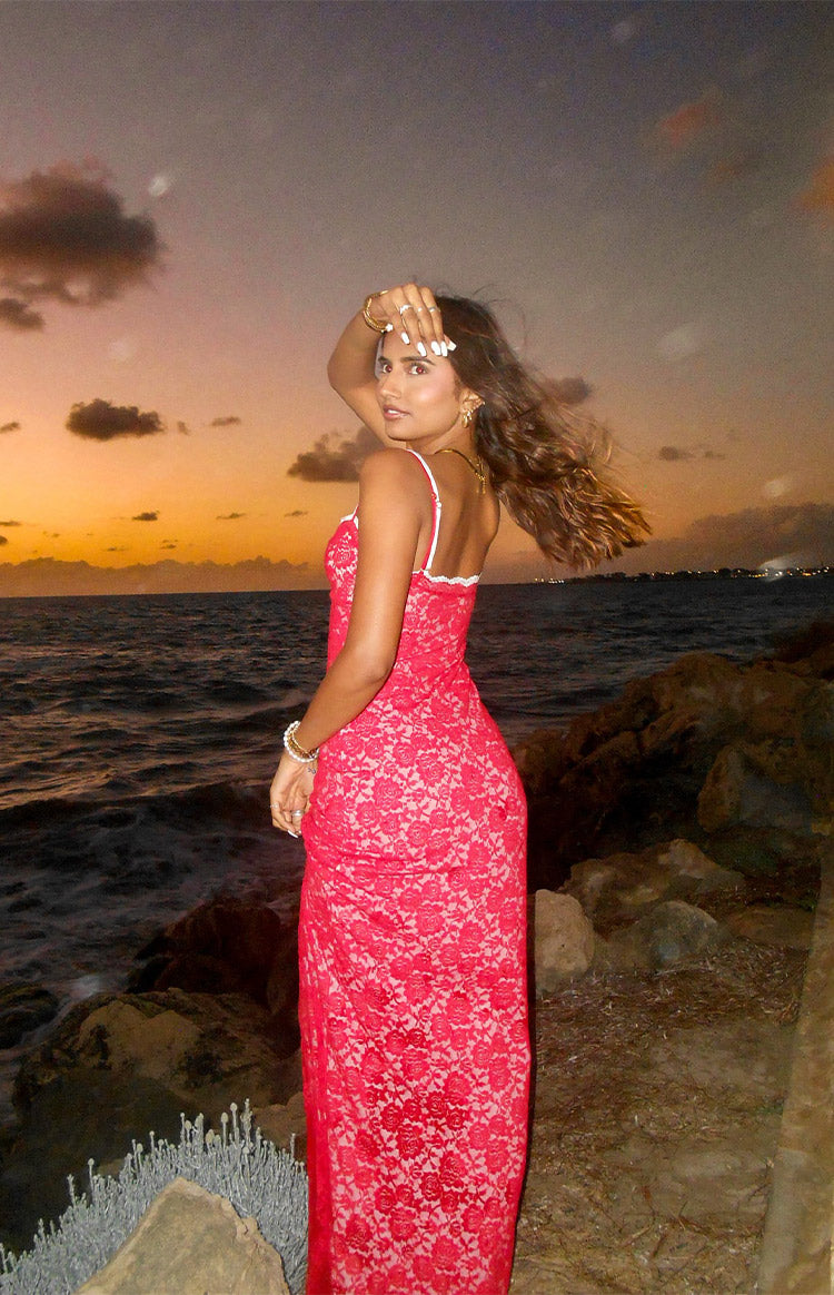 Kata Red Lace Maxi Dress | Beginning Boutique AU