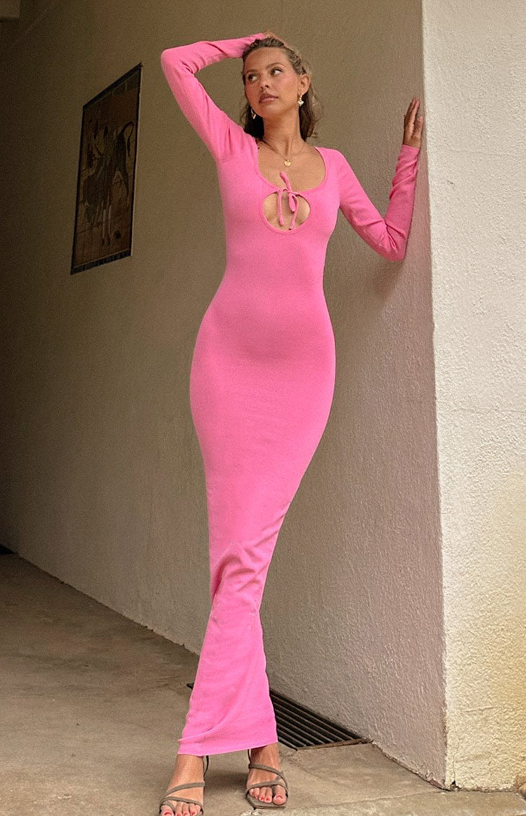 Kemper Pink Long Sleeve Maxi Dress Image
