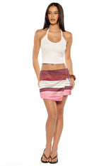 Kendall Pink Stripe Asymmetric Satin Top Image