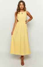 Kensington Yellow Backless Midi Dress Image