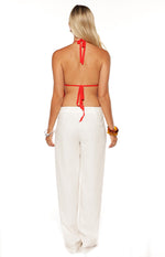 Kiki Red Crochet Flower Halter Top Image