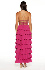 Kim Fuchsia Strapless Ruffle Maxi Dress Image