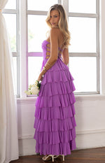 Kim Magenta Strapless Ruffle Maxi Dress Image
