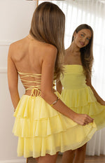 Kimmie Yellow Strapless Ruffle Mini Dress Image