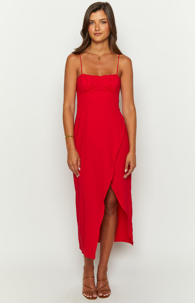 Kirrily Red Midi Dress Beginning Boutique