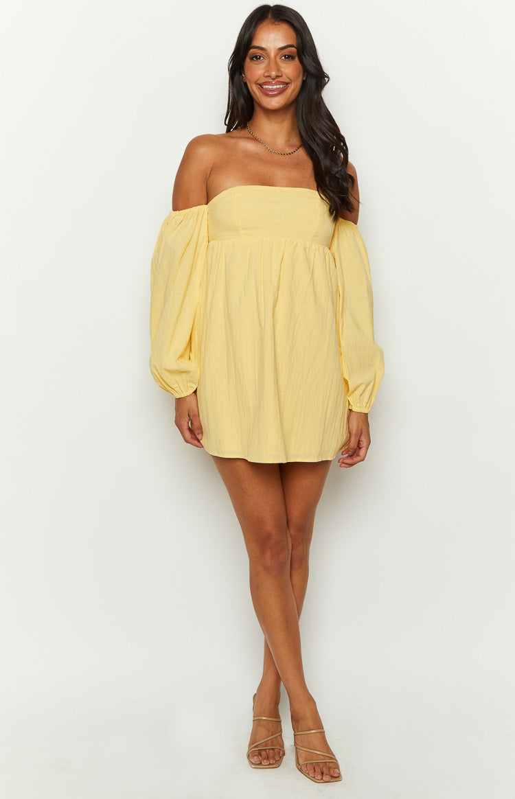 Koa Yellow Long Sleeve Mini Dress Image