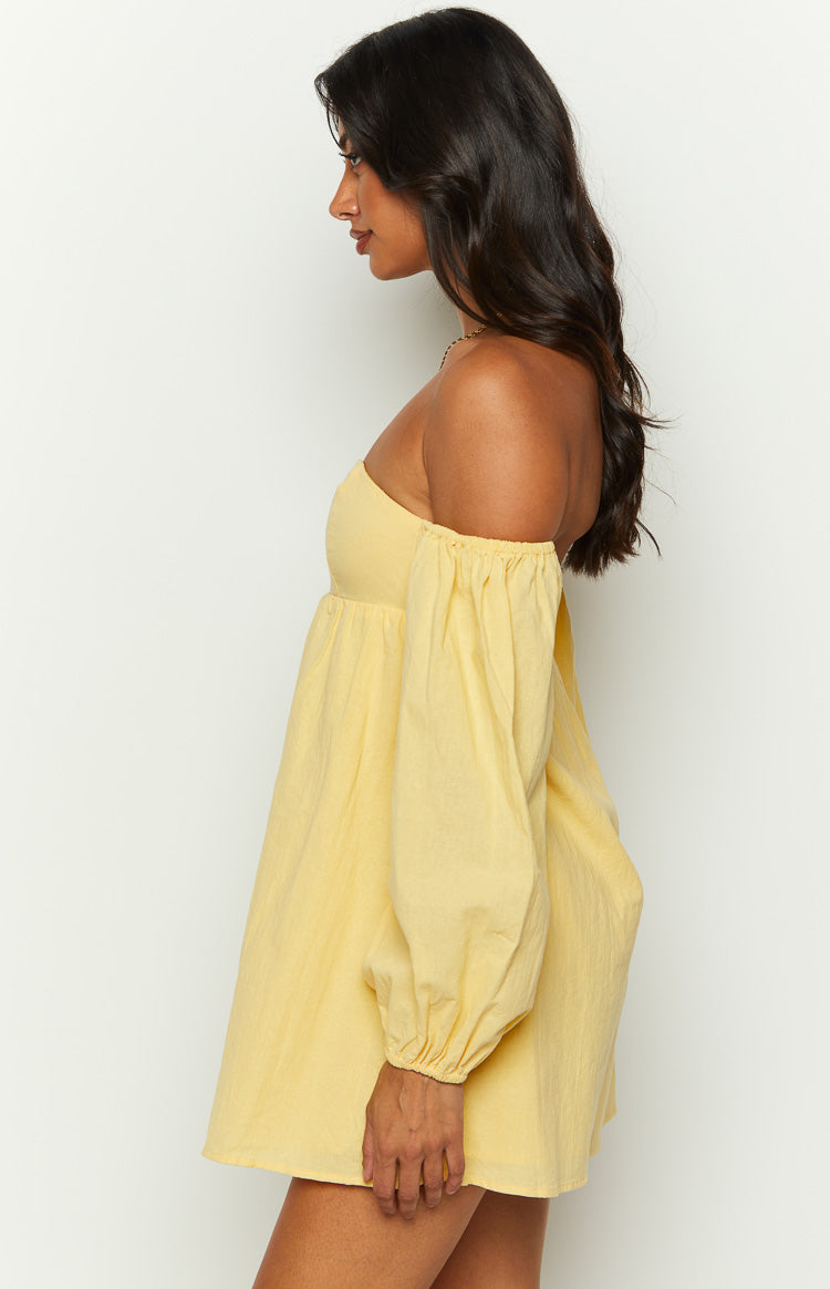 Koa Yellow Long Sleeve Mini Dress Image