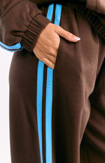 Kosie Chocolate And Blue Stripe Track Pants Image