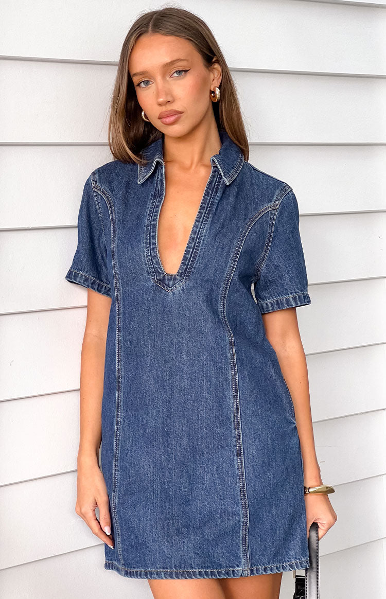 Lachie Dark Wash Denim Mini Dress Image