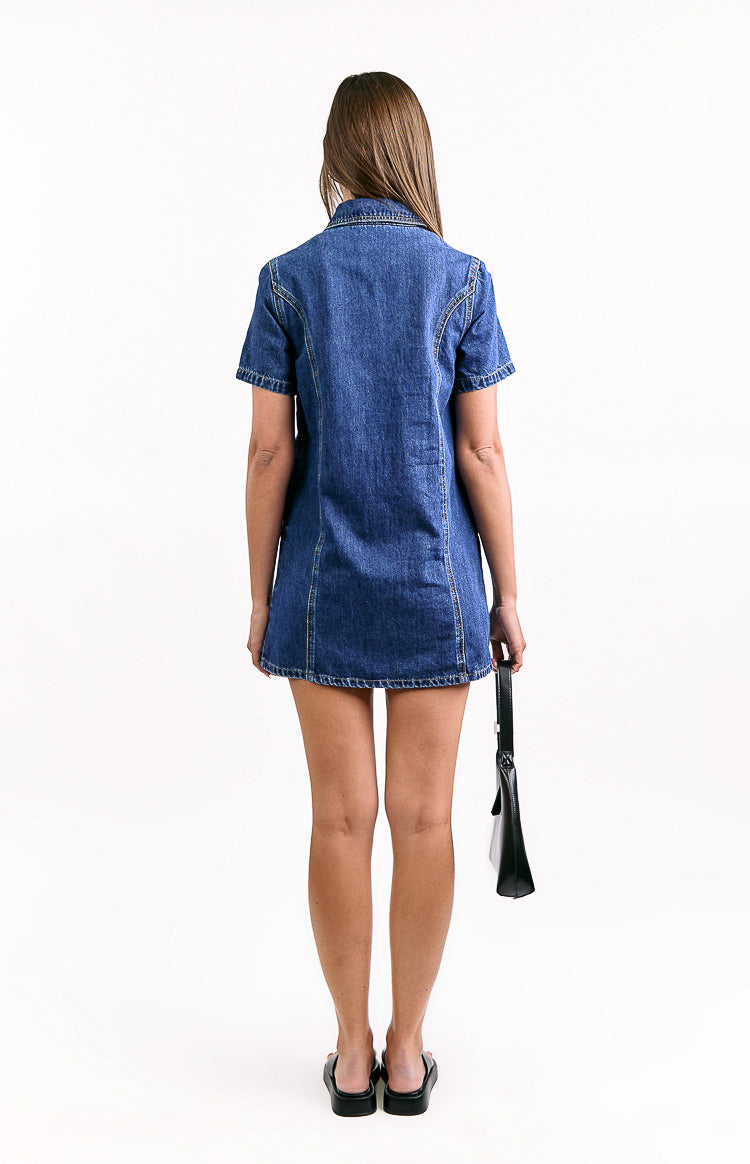 Lachie Dark Wash Denim Mini Dress Image