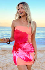 Lee Orange Flower Print Mini Dress Image