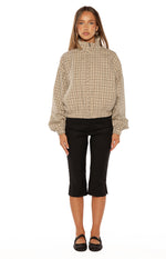 Lee Beige Plaid Funnel Neck Jacket Image
