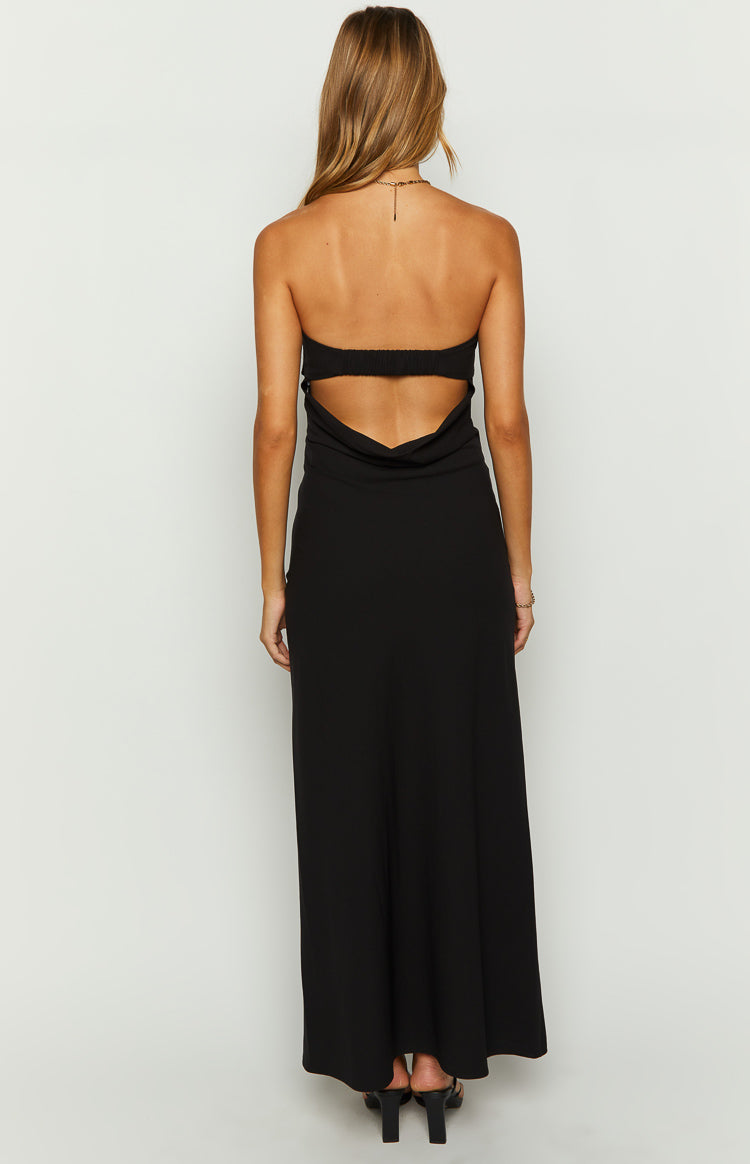 Shop Formal Dress - Lei Strapless Black Maxi Dress fifth image