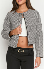 Lennie Black Gingham Quilted Jacket Image