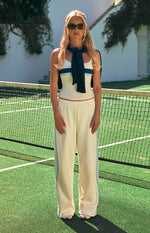 Leya White Contrast Stripe Pants Image