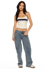 Leya White Contrast Stripe Singlet Image