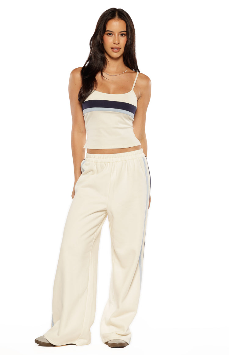 Leya White Contrast Stripe Pants Image