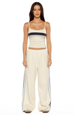 Leya White Contrast Stripe Pants Image