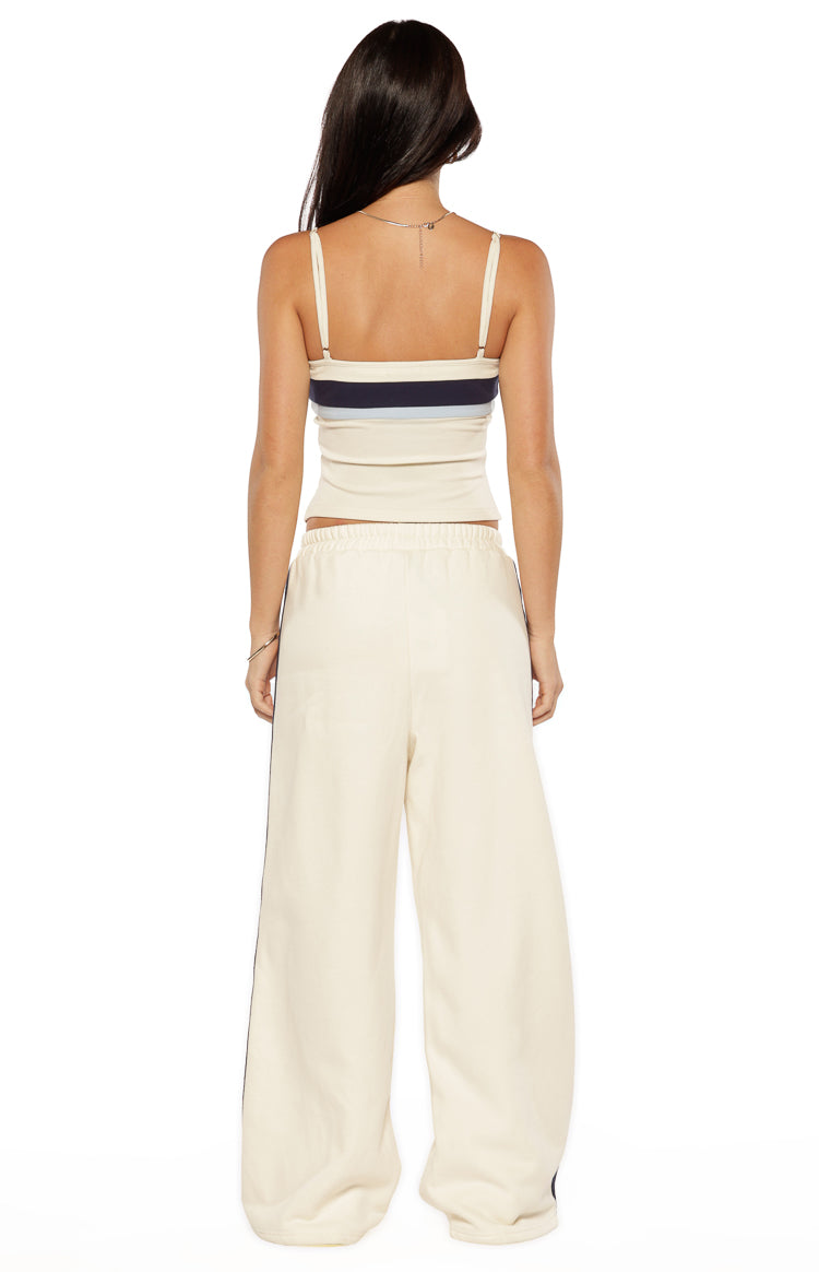 Leya White Contrast Stripe Pants Image